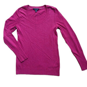 Banana Republic Italian Yarn Red Petite Pullover Sweater Women's M